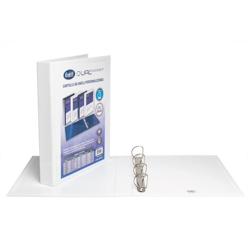 Cartella 4 anelli a D diam 30mm 30x22 Personalizzabile